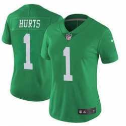Women%27s Philadelphia Eagles #1 Jalen Hurts Limited Green Vapor Untouchable NFL Nike Jersey->women nfl jersey->Women Jersey